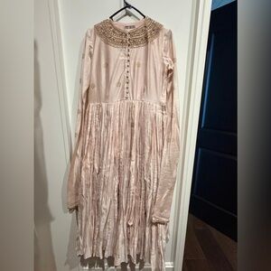 Pink churidar set with pants and a dupatta -Chic Blush Long Sleeve Dupatta